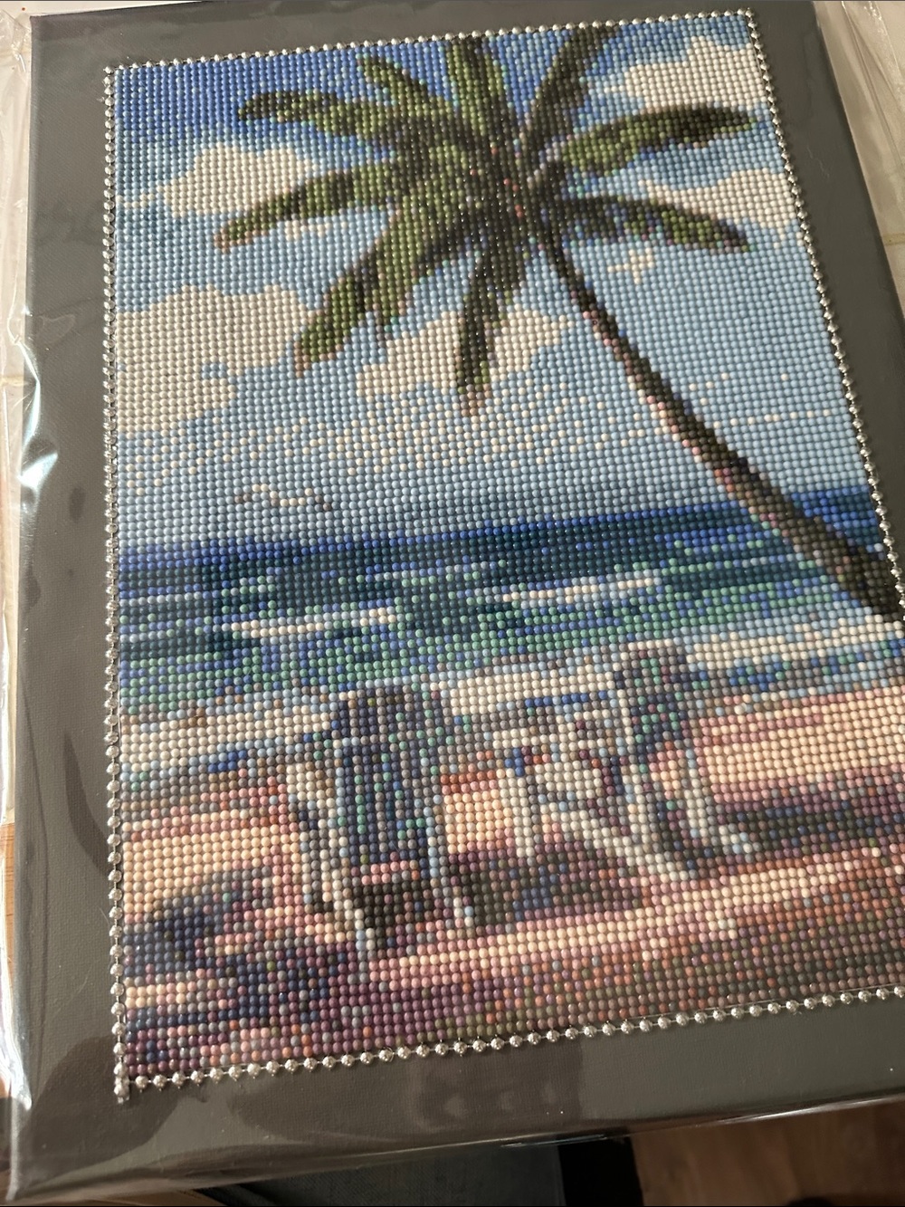 Diamond Painting Beach  Scene with Palm Tree Wall Art